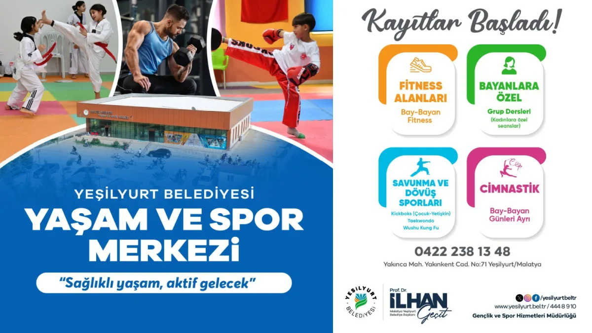 Yeşilyurt Belediyesi Yaşam ve Spor Merkezi’nde Kayıtlar Başladı bu