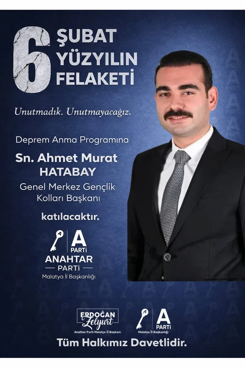 Anahtar Parti Gençlik Kolları Genel Başkanı Hatabay, 6 Şubat Anma Programları İçin Malatya’da